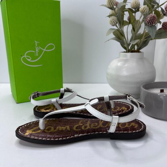 Sam Edelman Gigi Mini Leather Slingback T-Strap Sandals White Kid's 2M Tried On - Picture 6 of 10